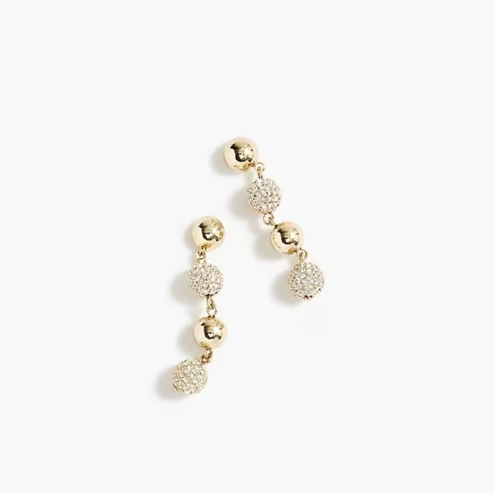 J. Crew Gold & Crystal Ball Earrings